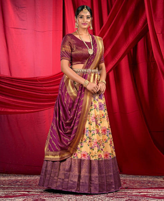 New Semi Stitiched Banarasi Lehenga Choli