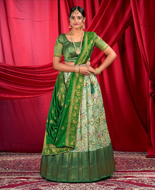 New Semi Stitiched Banarasi Lehenga Choli