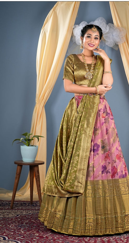 New Semi Stitiched Banarasi Lehenga Choli