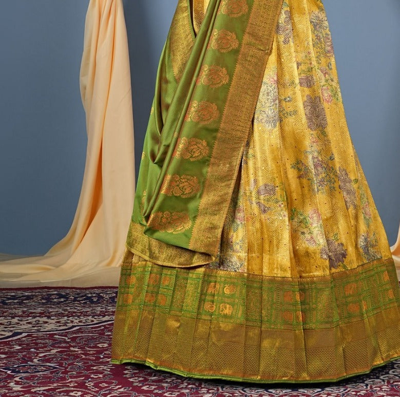 New Semi Stitiched Banarasi Lehenga Choli