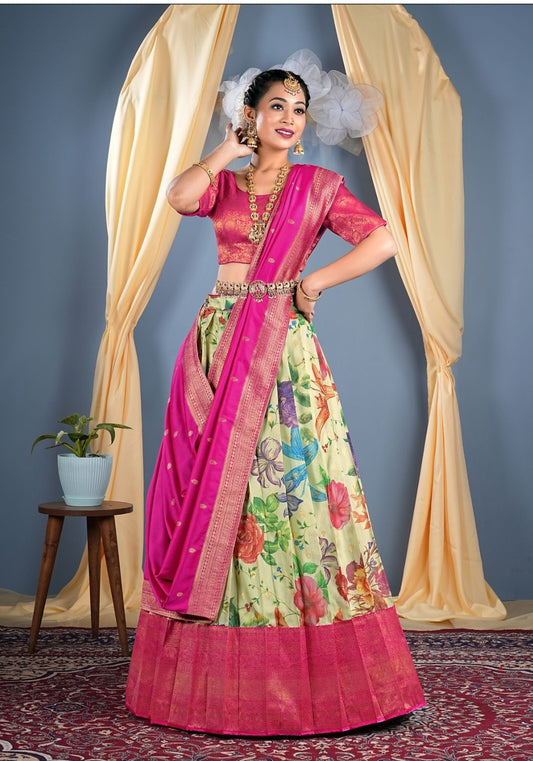 New Semi Stitiched Banarasi Lehenga Choli