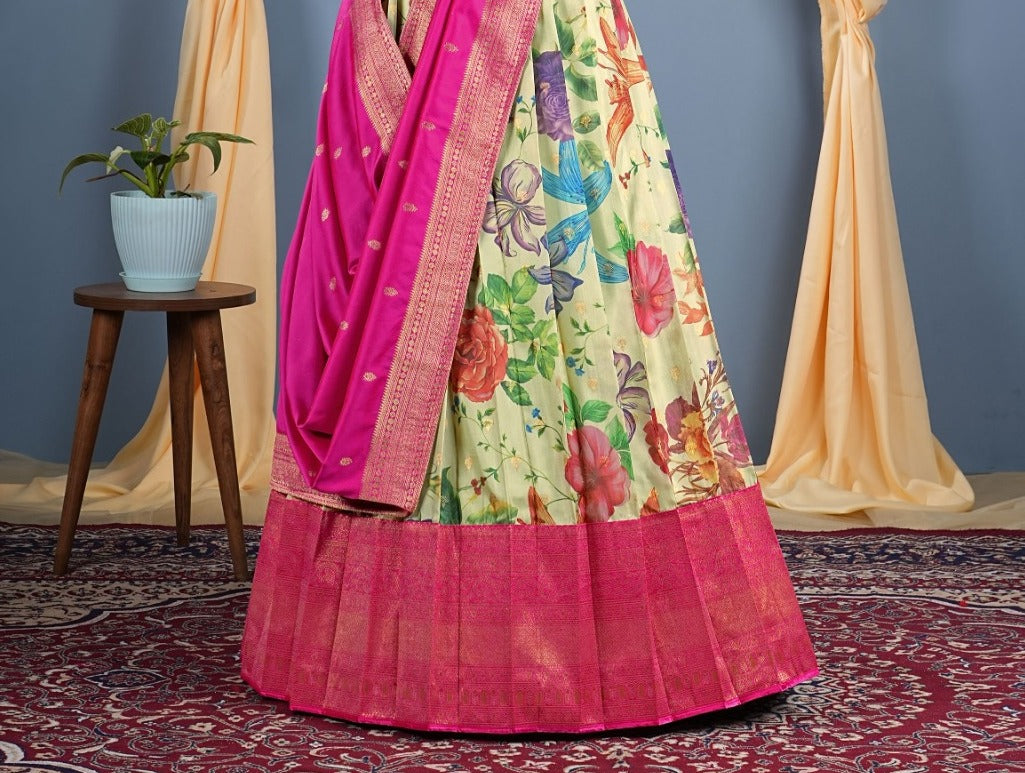 New Semi Stitiched Banarasi Lehenga Choli