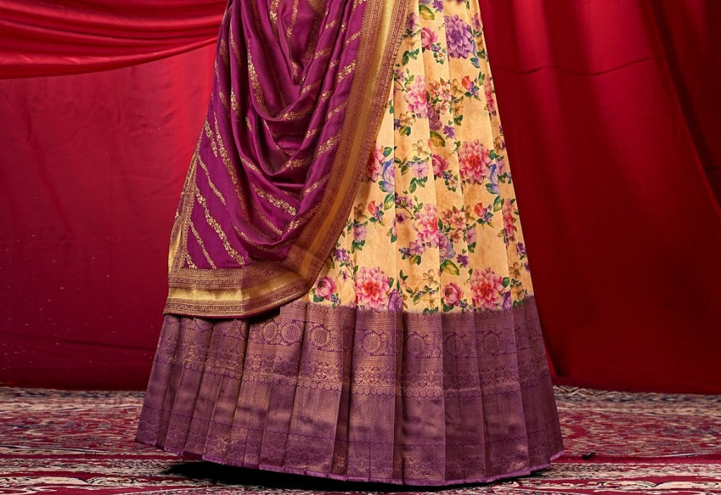 New Semi Stitiched Banarasi Lehenga Choli