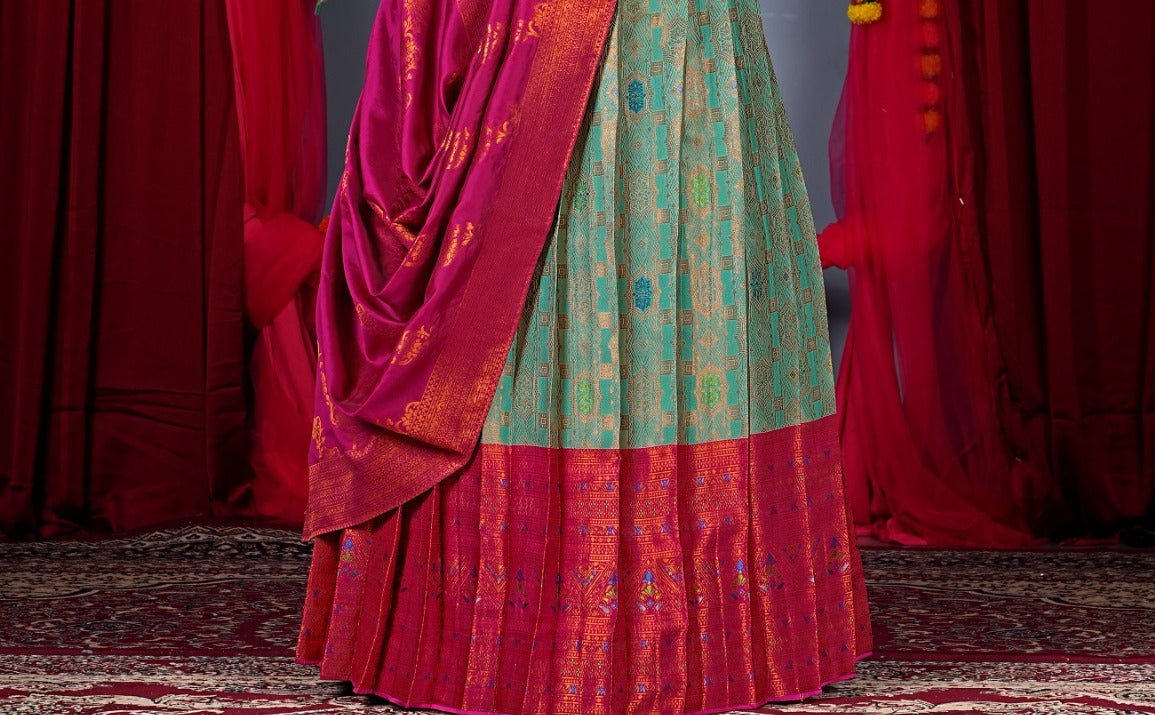 New Semi Stitiched Banarasi Lehenga Choli