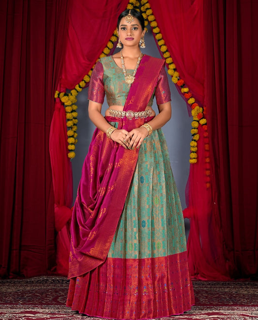 New Semi Stitiched Banarasi Lehenga Choli