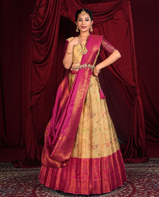 New Semi Stitiched Banarasi Lehenga Choli