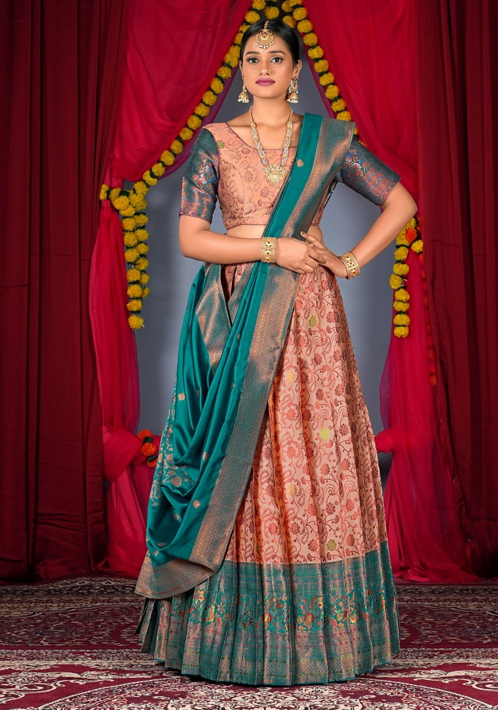 New Semi Stitiched Banarasi Lehenga Choli