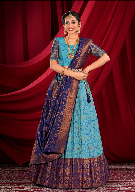 New Semi Stitiched Banarasi Lehenga Choli