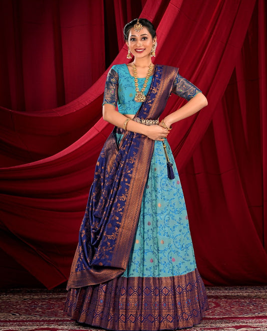 New Semi Stitiched Banarasi Lehenga Choli