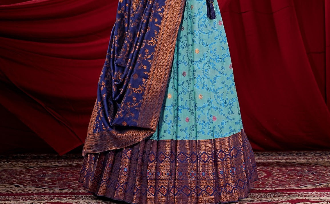 New Semi Stitiched Banarasi Lehenga Choli