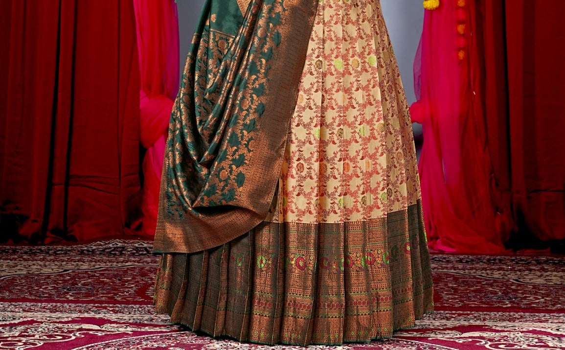 New Semi Stitiched Banarasi Lehenga Choli