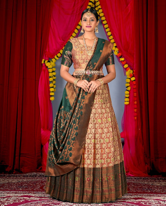 New Semi Stitiched Banarasi Lehenga Choli