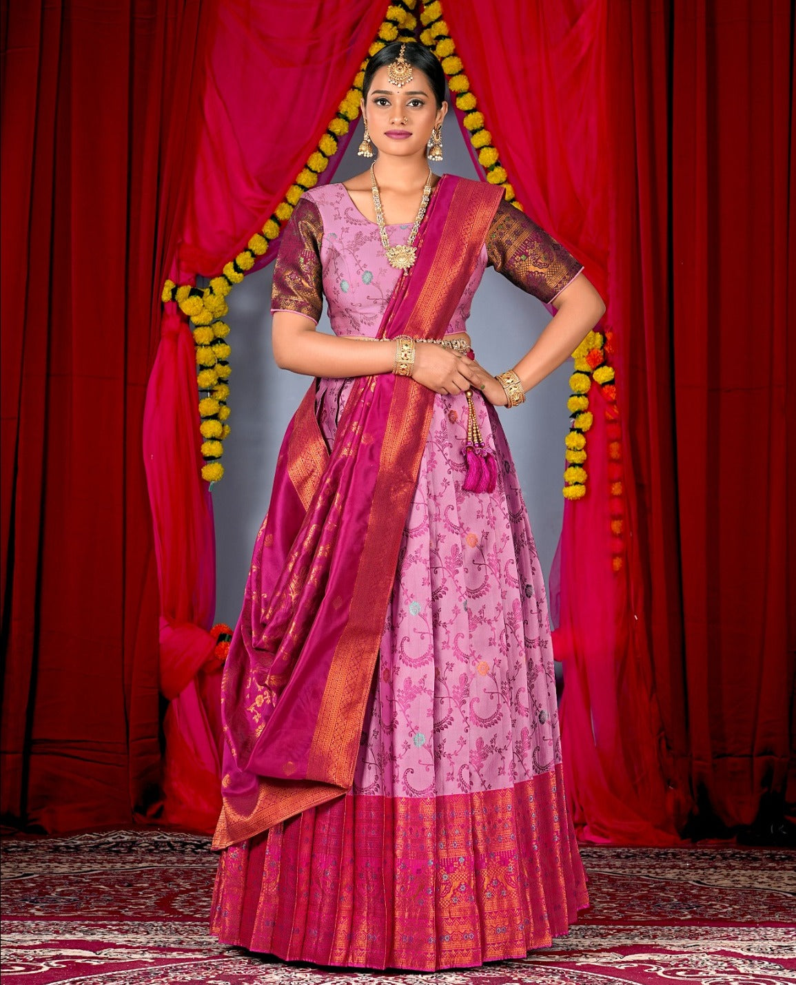 New Semi Stitiched Banarasi Lehenga Choli