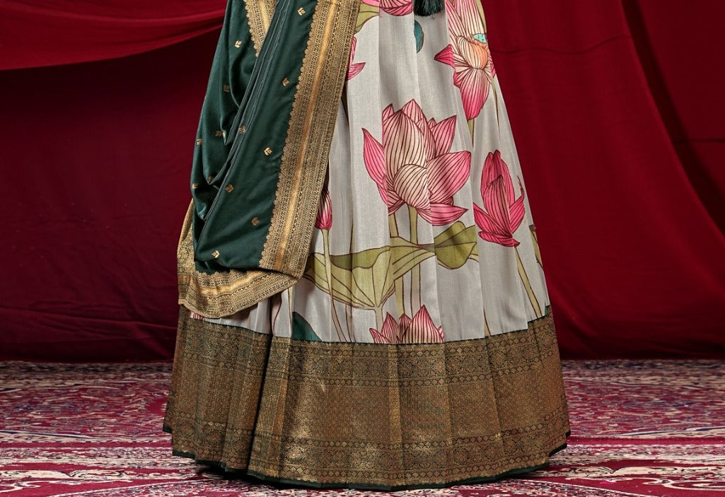 New Semi Stitiched Banarasi Lehenga Choli