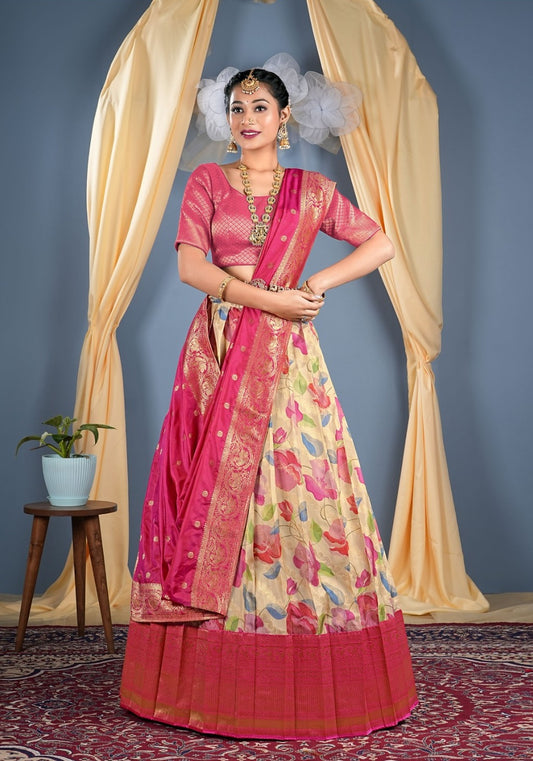 New Semi Stitiched Banarasi Lehenga Choli