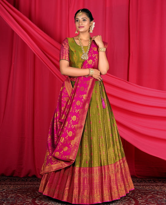 New Semi Stitiched Banarasi Lehenga Choli