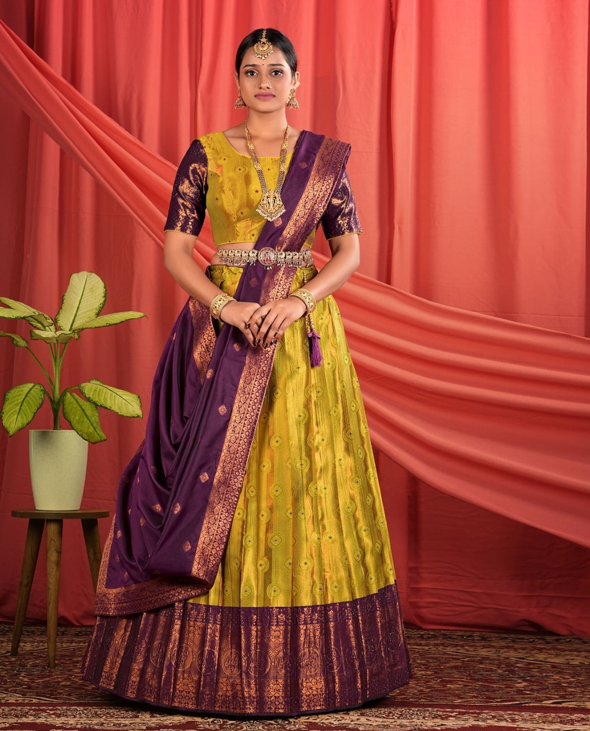 New Semi Stitiched Banarasi Lehenga Choli