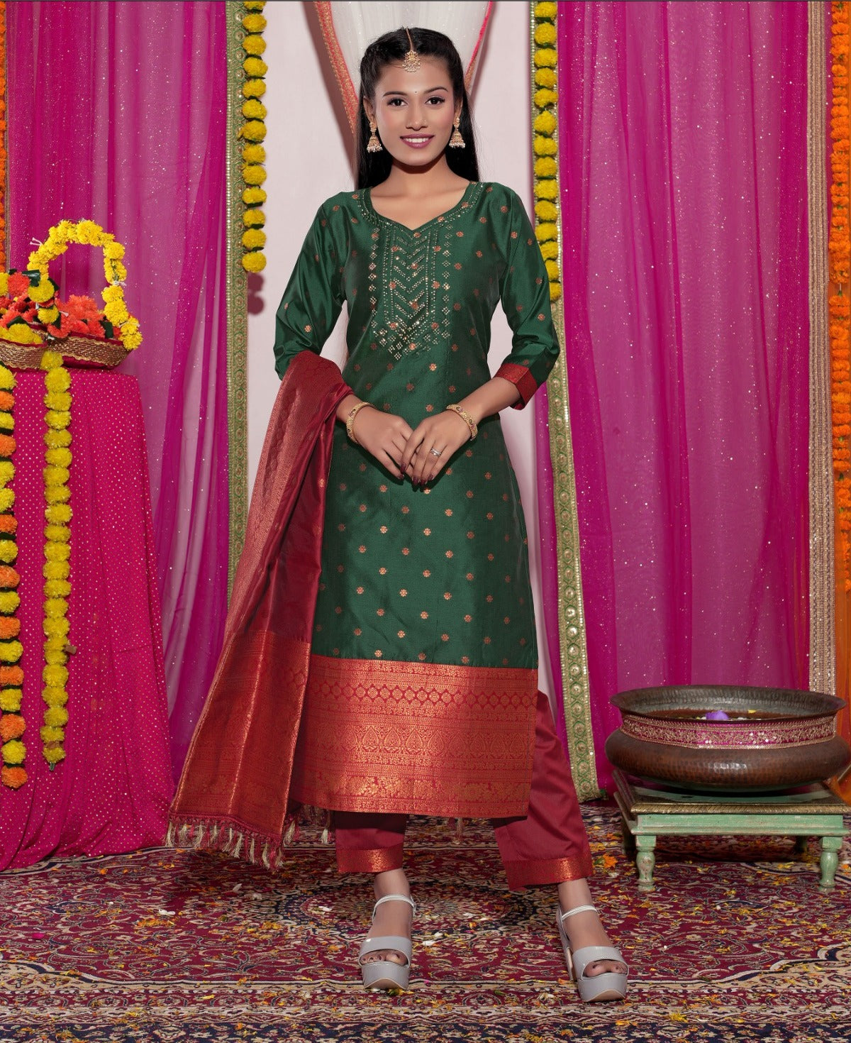 Silk Salwar Suits (3 Piece )