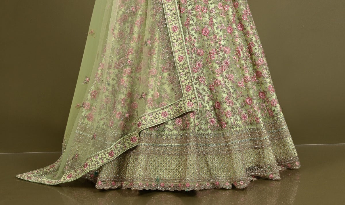 New Semi Stitiched Netted Lehenga Choli