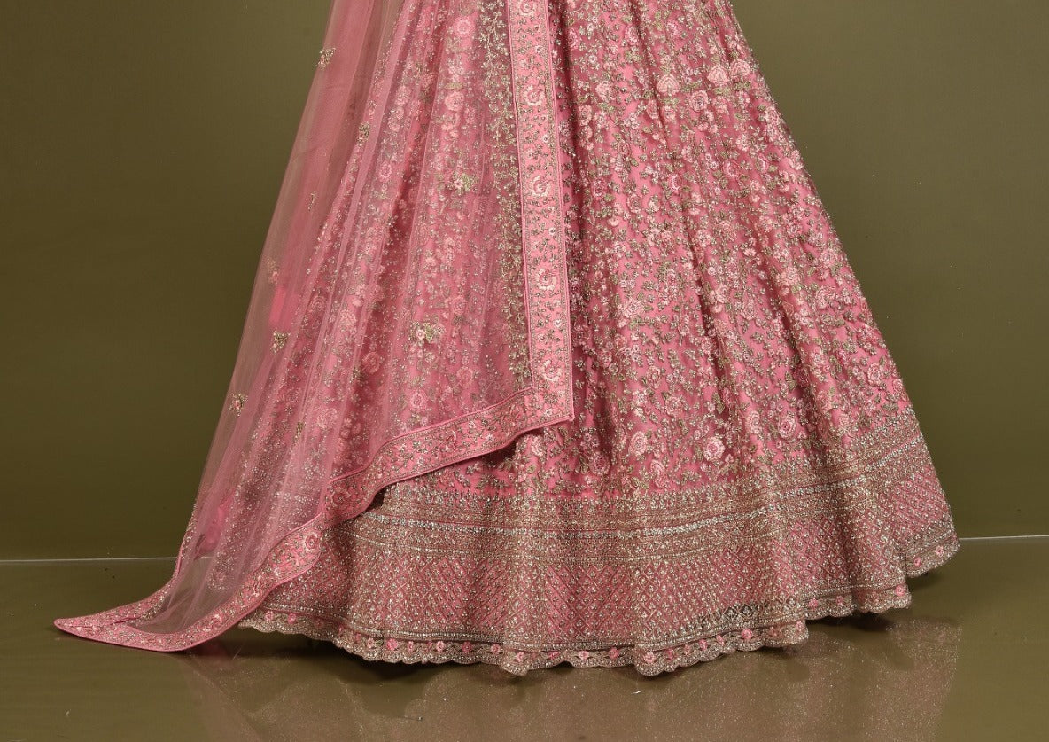 New Semi Stitiched Netted Lehenga Choli