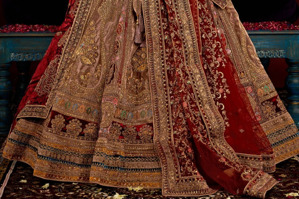 New Semi Stitiched Velvet Bridal Lehenga Choli