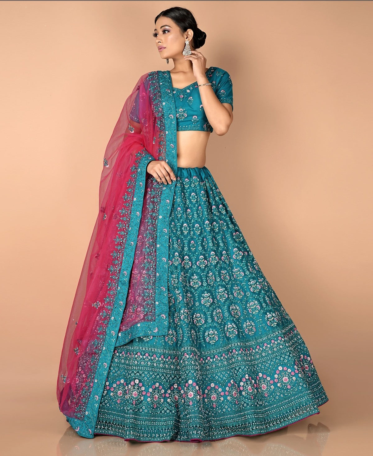 New Semi Stitiched Netted Lehenga Choli