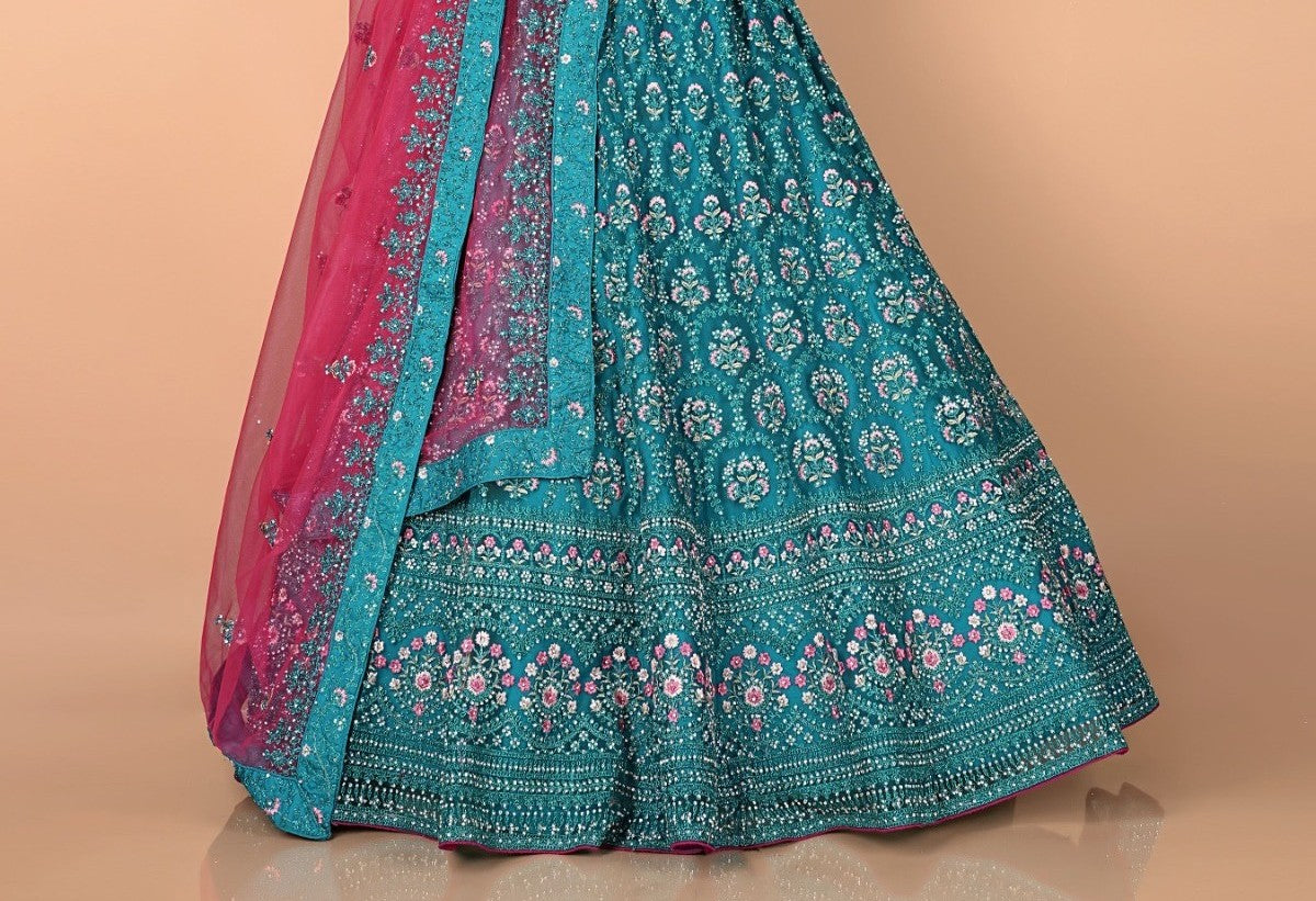 New Semi Stitiched Netted Lehenga Choli