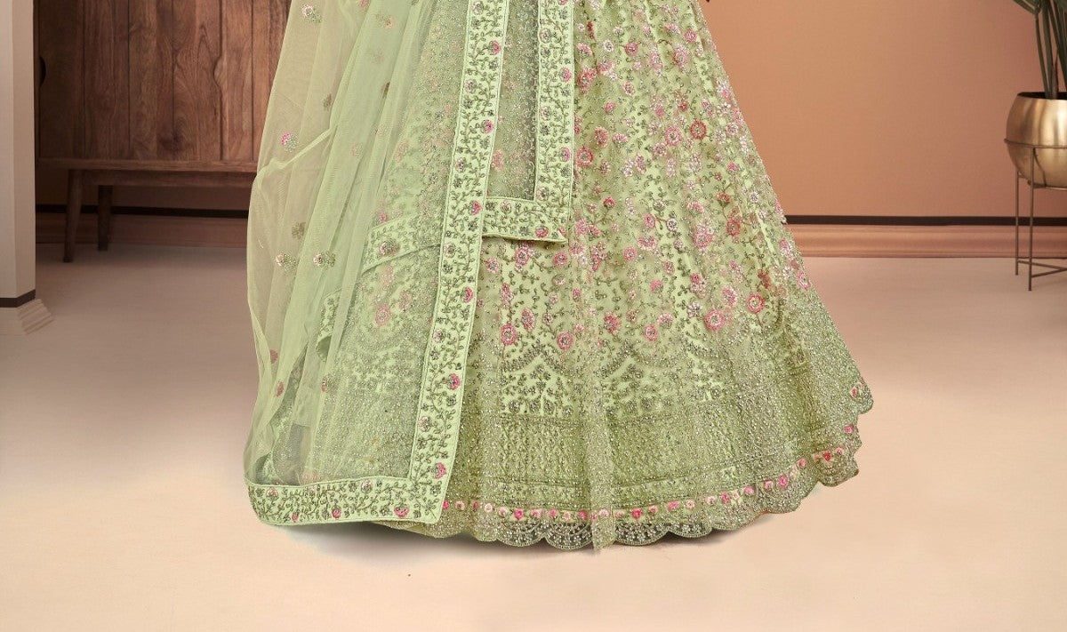 New Semi Stitiched Netted Lehenga Choli