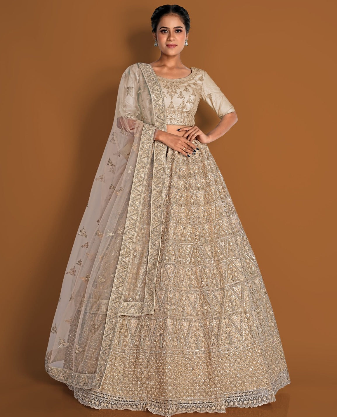 New Semi Stitiched Netted Lehenga Choli