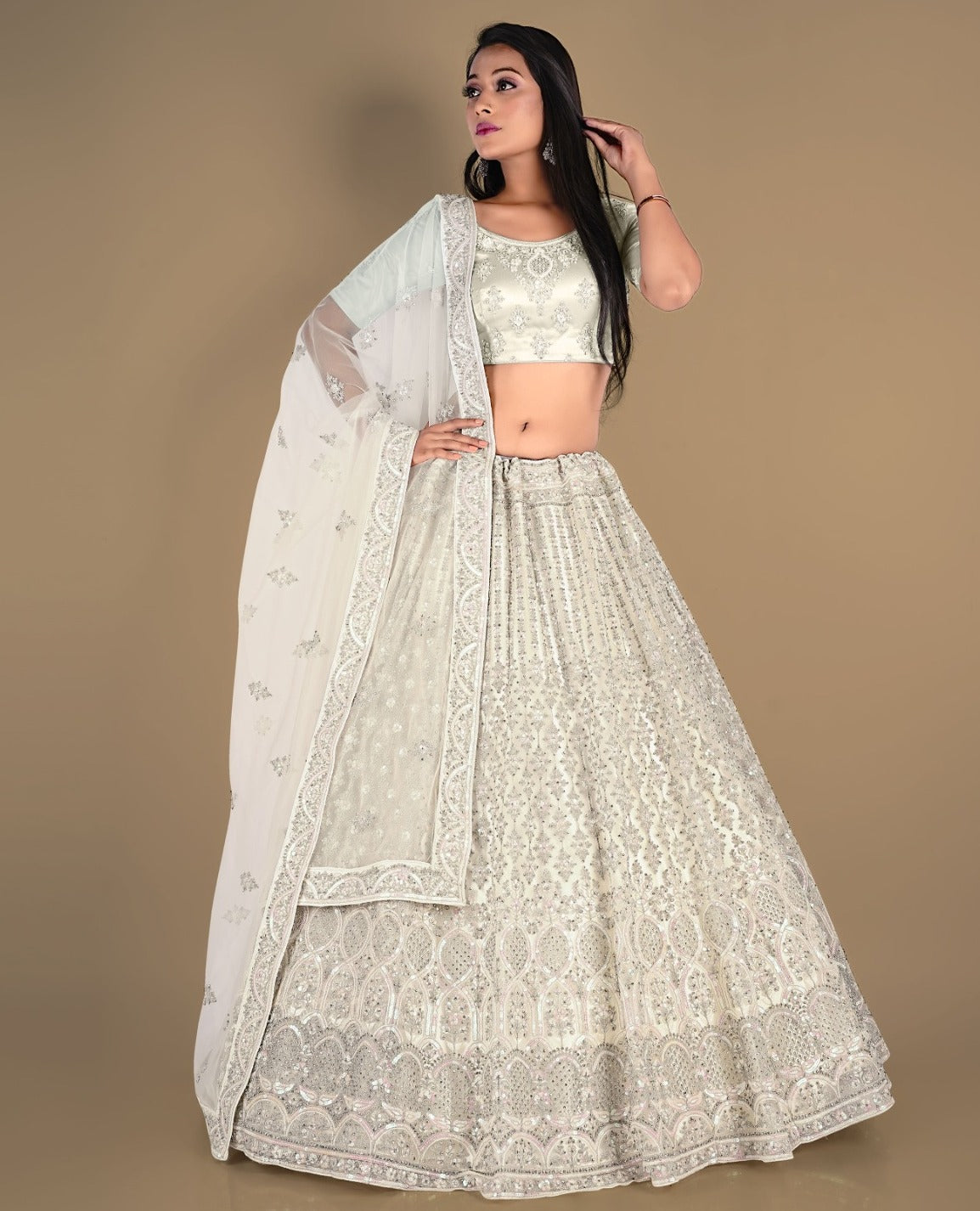 New Semi Stitiched Netted Lehenga Choli