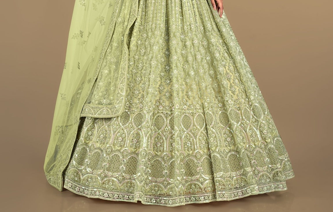 New Semi Stitiched Netted Lehenga Choli