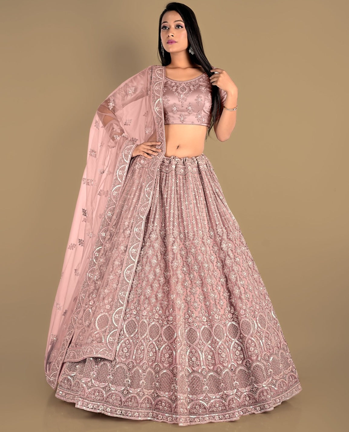 New Semi Stitiched Netted Lehenga Choli