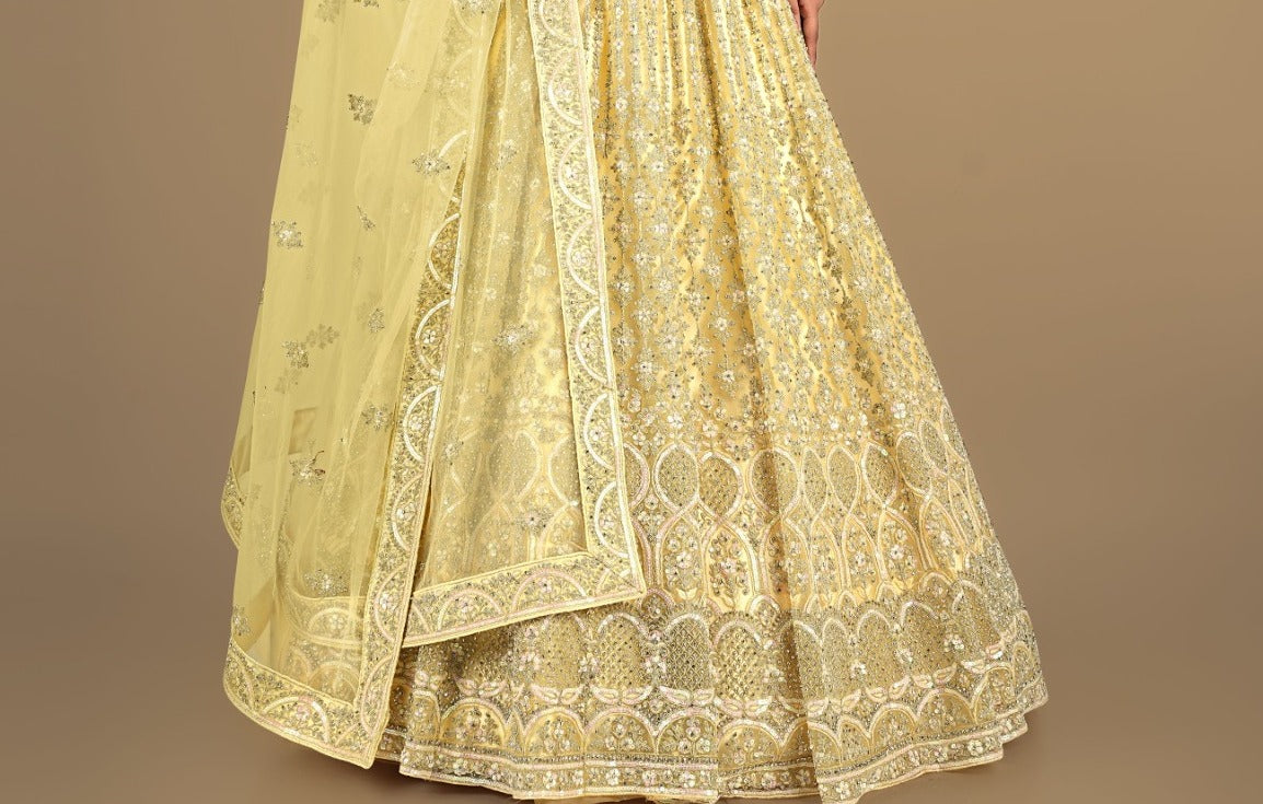 New Semi Stitiched Netted Lehenga Choli