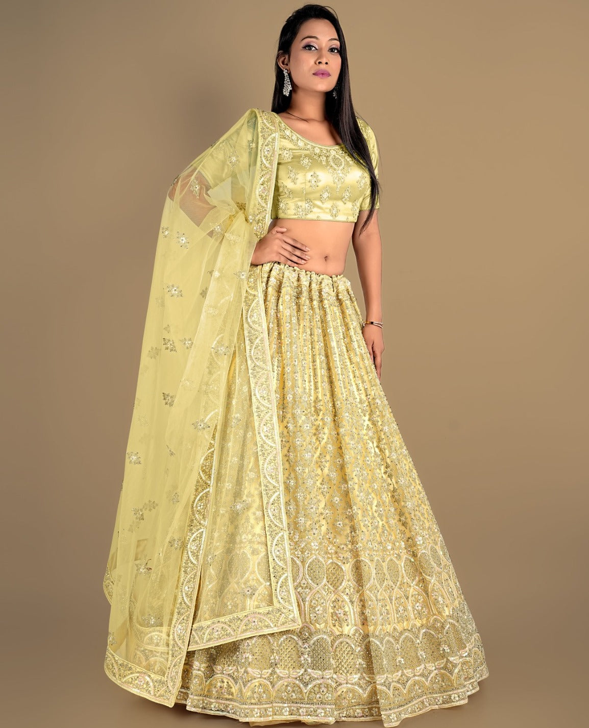 New Semi Stitiched Netted Lehenga Choli