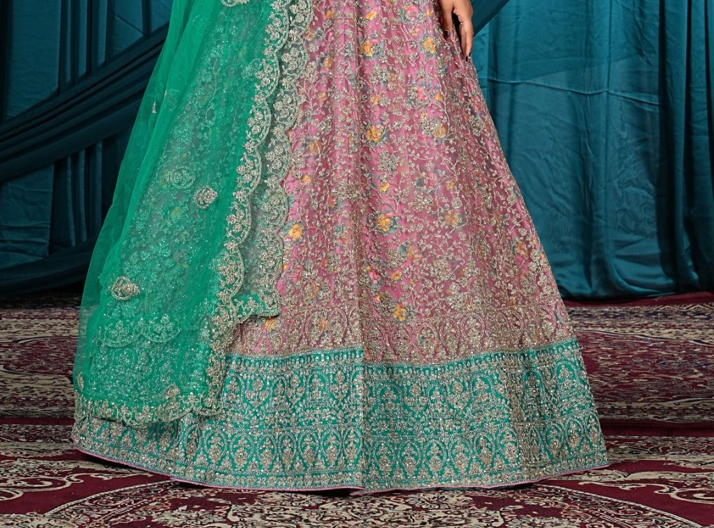 New Semi Stitiched Netted Lehenga Choli