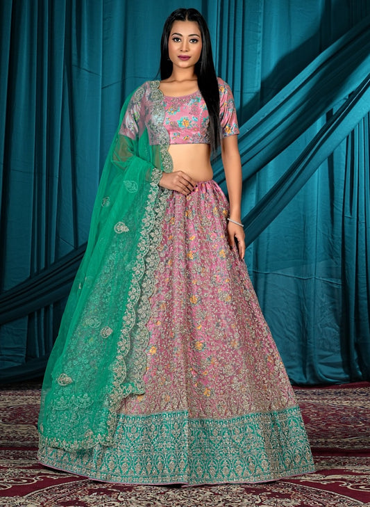 New Semi Stitiched Netted Lehenga Choli