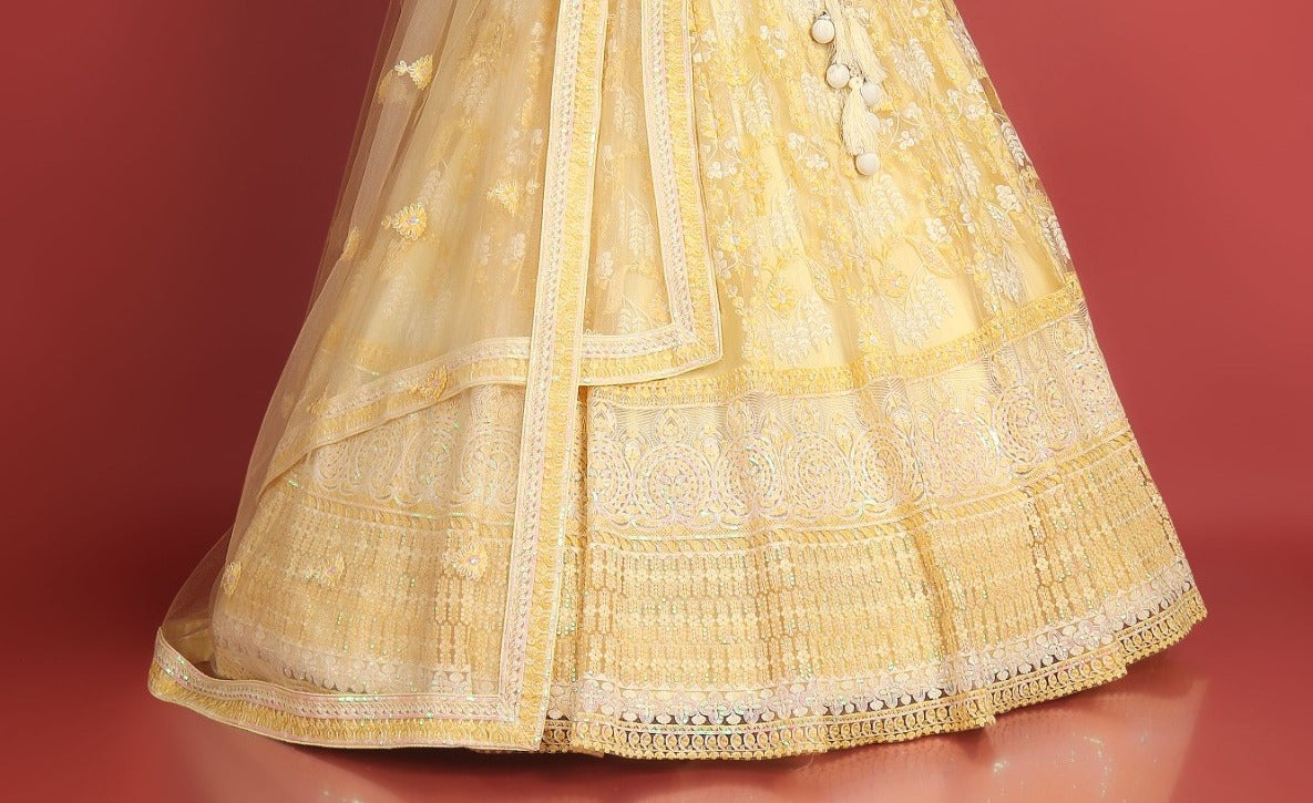 New Semi Stitiched Netted Lehenga Choli