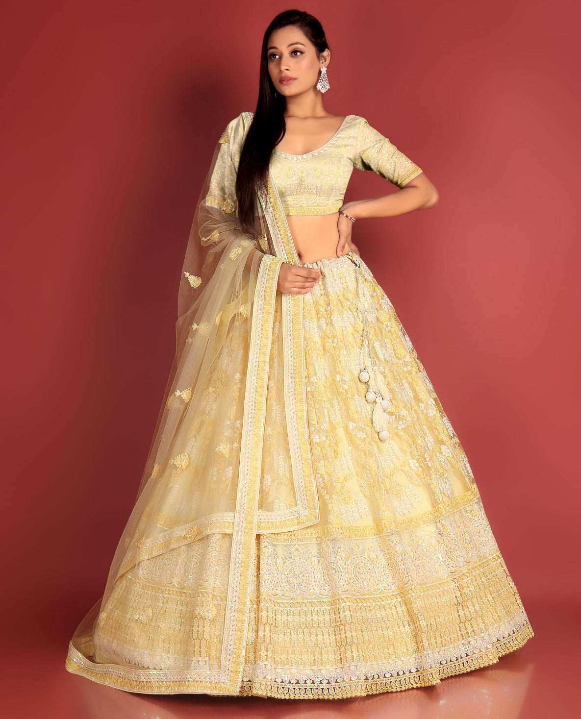 New Semi Stitiched Netted Lehenga Choli