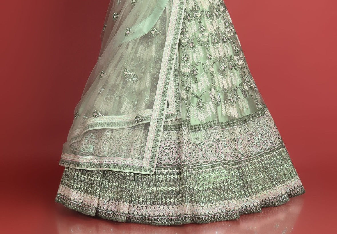 New Semi Stitiched Netted Lehenga Choli