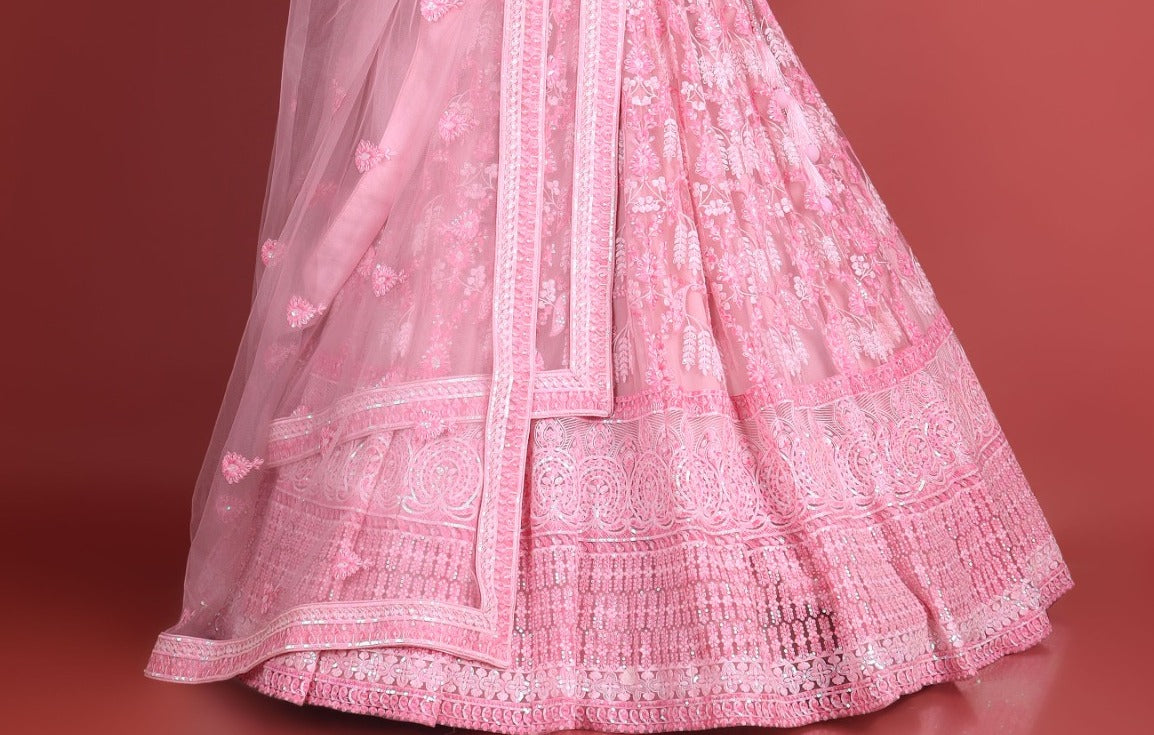 New Semi Stitiched Netted Lehenga Choli