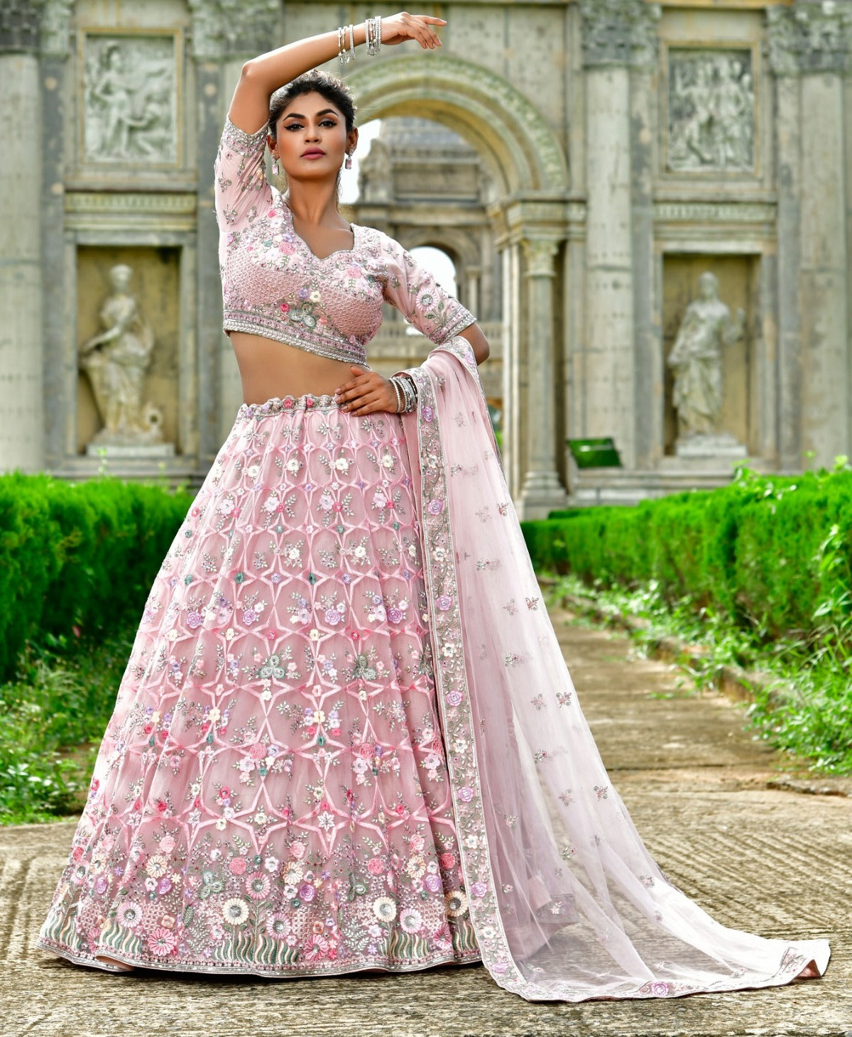 New Semi Stitiched Netted Lehenga Choli