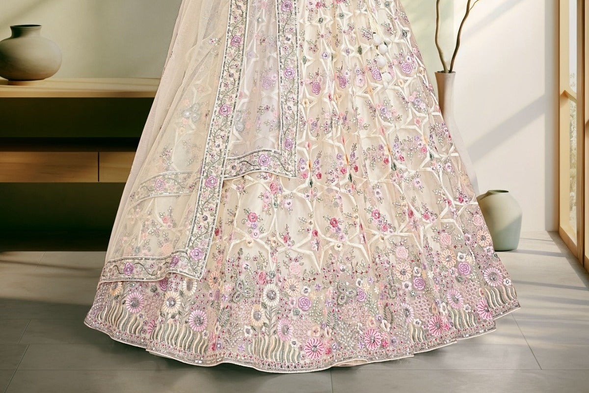 New Semi Stitiched Netted Lehenga Choli