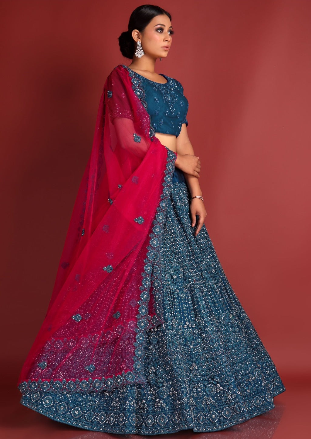 New Semi Stitiched Netted Lehenga Choli