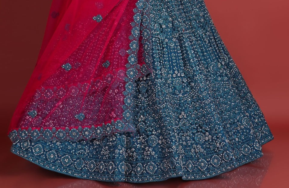 New Semi Stitiched Netted Lehenga Choli