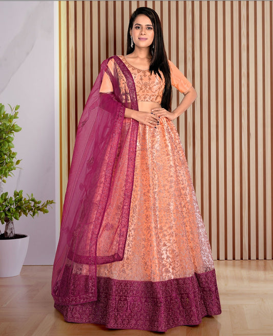 New Wedding and Festival Semi Stitiched Netted Lehenga Choli