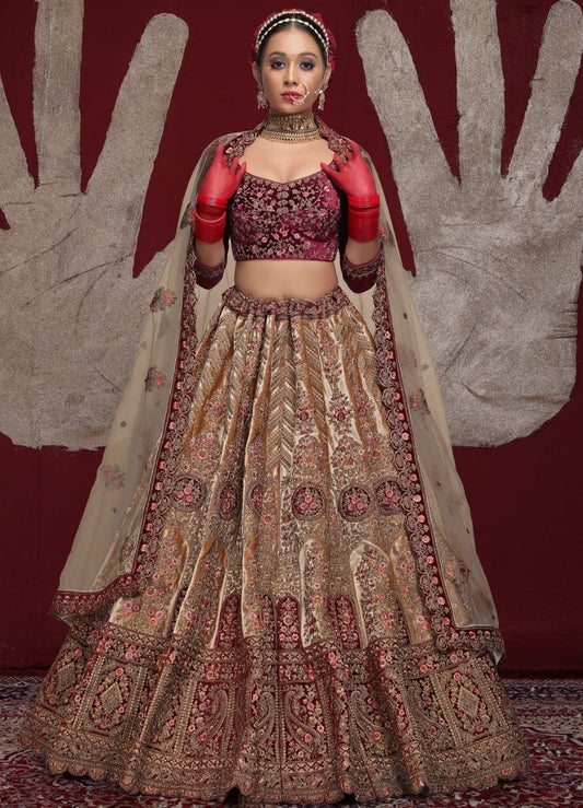 New Semi Stitiched Velvet Bridal Lehenga Choli