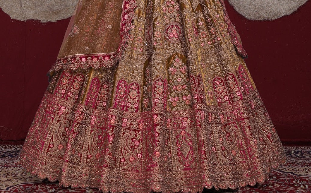 New Semi Stitiched Velvet Bridal Lehenga Choli