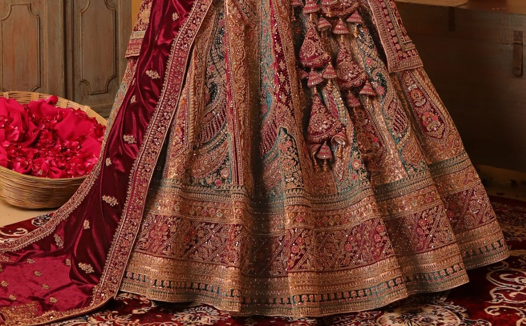 New Semi Stitiched Velvet Bridal Lehenga Choli