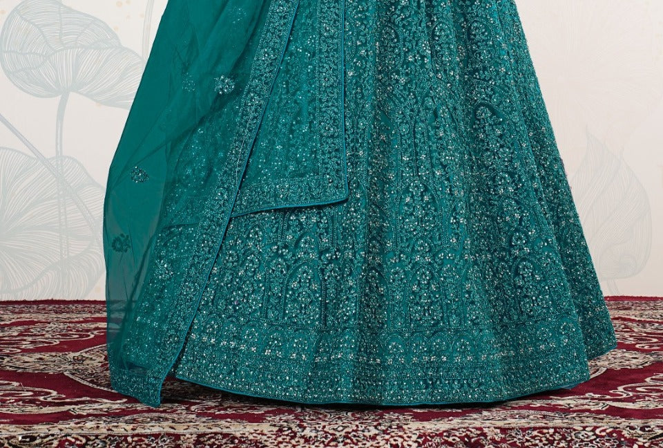 New Semi Stitiched Netted Lehenga Choli