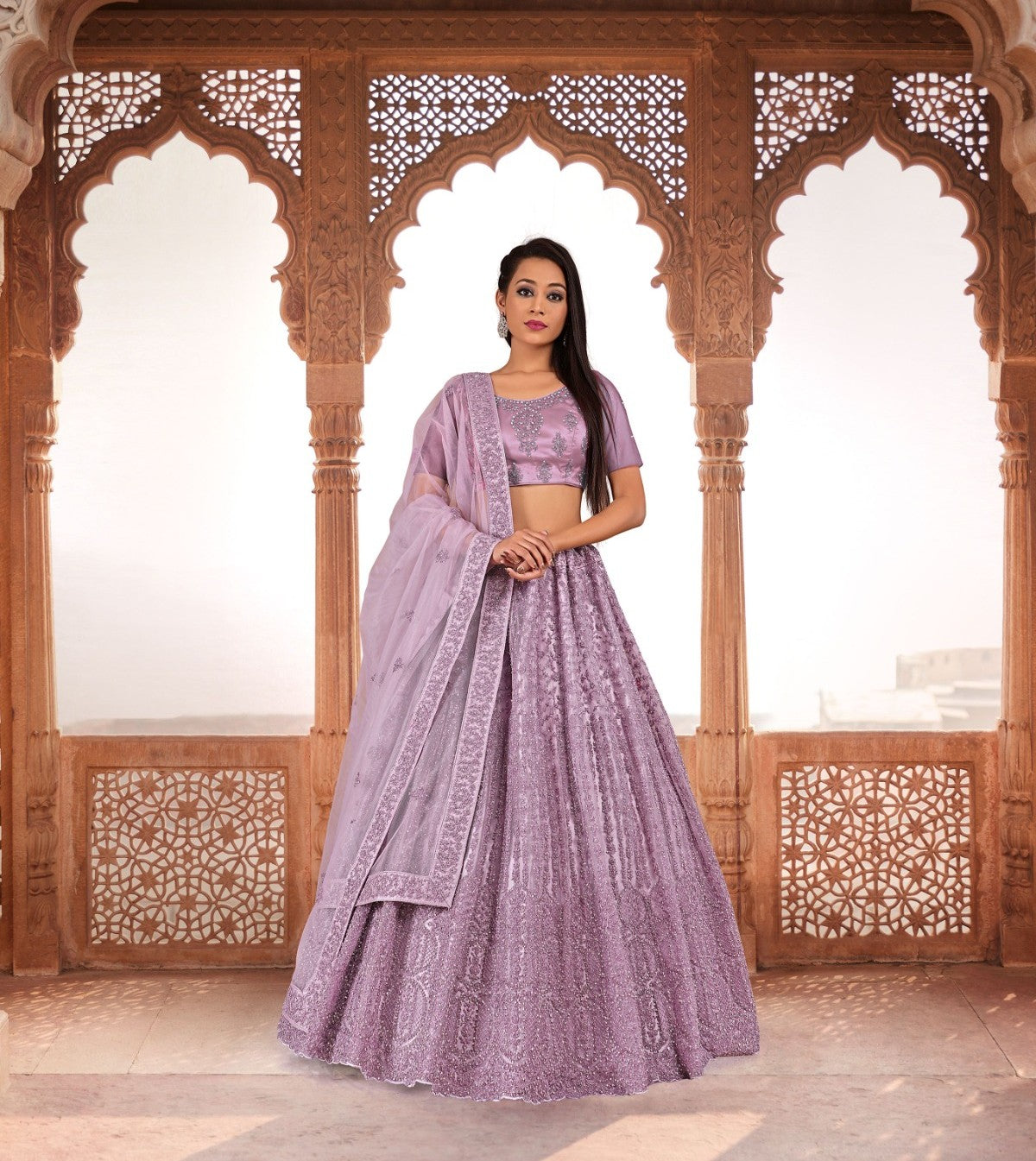 New Semi Stitiched Netted Lehenga Choli